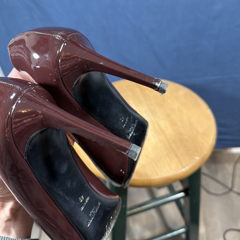 Saint Laurent Paris Women's Patent Leather Burgundy Purple Pumps Heels 42 US 12 - Picture 9 of 11